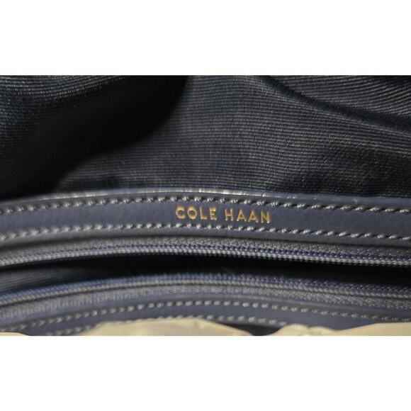 Cole Haan Felicity Pebbled Leather Backpack Multi Pocket & Woven Zip Detail Blue - Picture 14 of 14